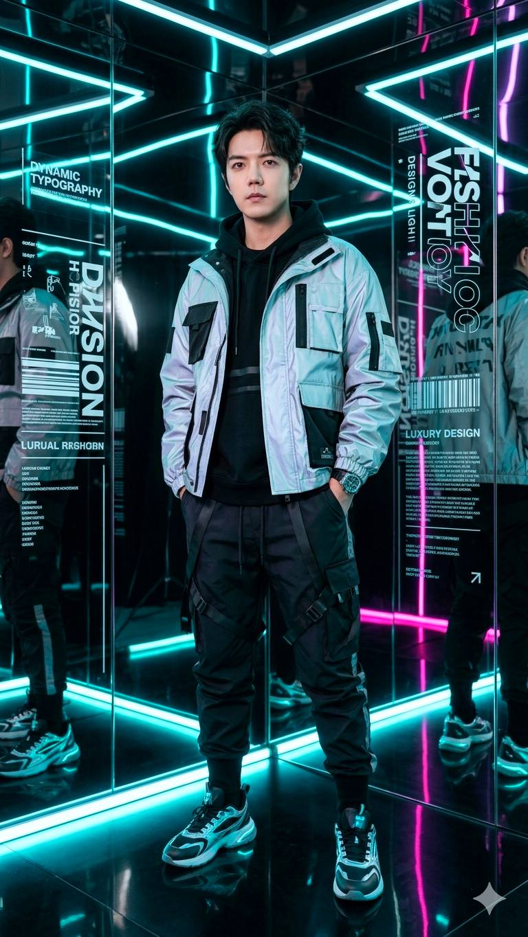Chân Dung Nam Giới Streetwear Hiện Đại Neon