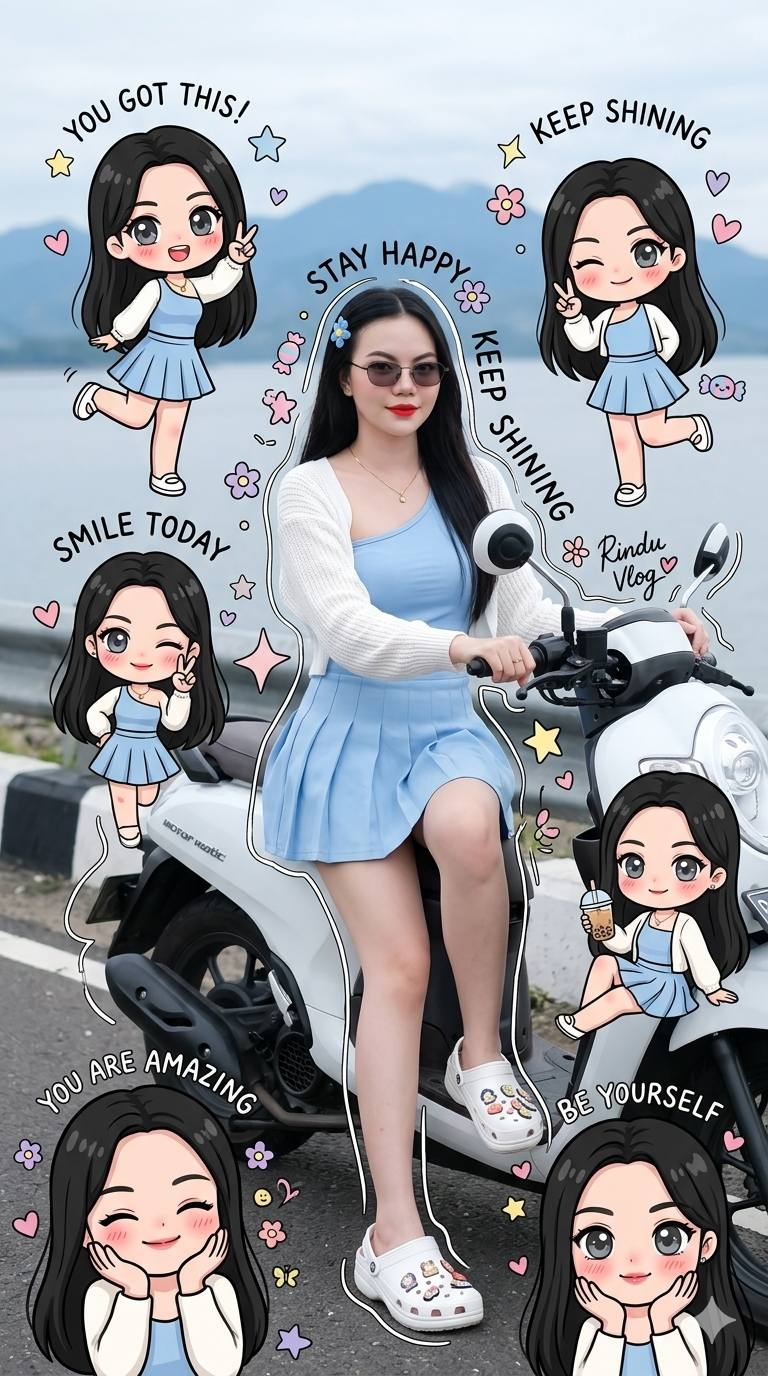 Chân dung cô gái phong cách chibi doodle truyền cảm hứng